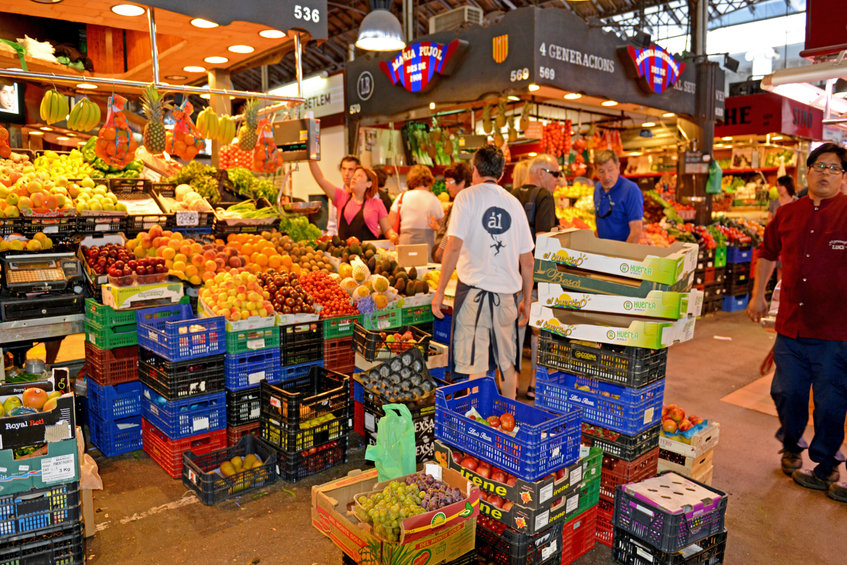 Grönsaksstånd marknad Spanien